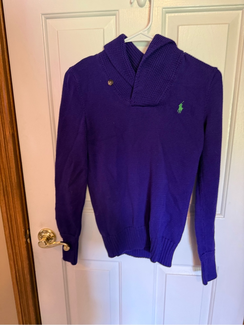 Ralph Lauren Purple V-Neck Shawl-Collar Sweater